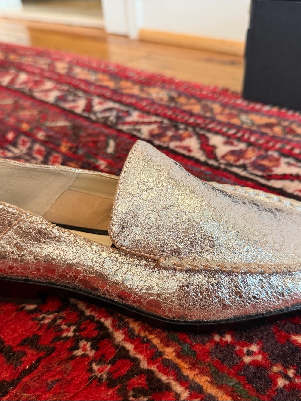 Dolce Vita Silver Crackle Leather Slip-On Loafers